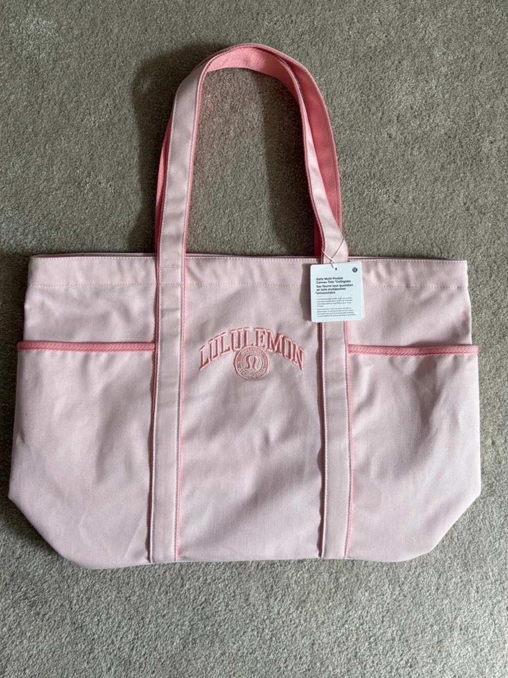 Lululemon NWT Daily Multi-Pocket Pink Pearl Canvas Tote *Collegiate